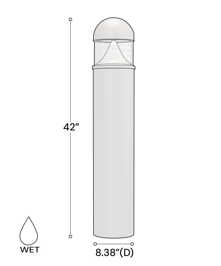 Alcon 9091 42-Inch Domed Sand-Blasted Louver LED Bollard Light shown in a dark grey finish.