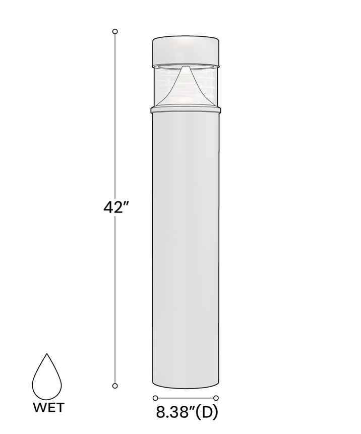 Alcon 9093 41-Inch Flat-Top Sand-Blasted Louver LED Bollard Light shown in a dark grey finish.