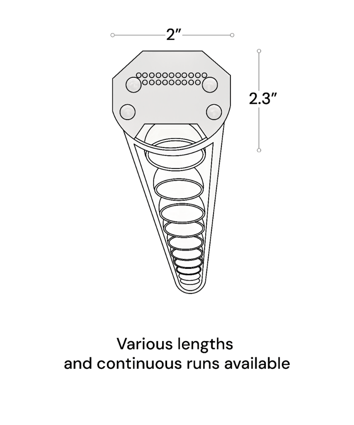 Alcon 14223 adjustable wall wash grazer LED lightbar shown in a silver finish.