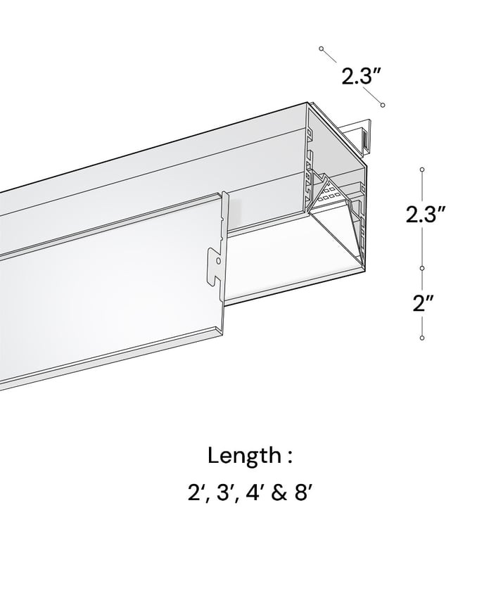 Alcon 15233-2 Linear Recessed LED Perimeter Light Shown in Black finish