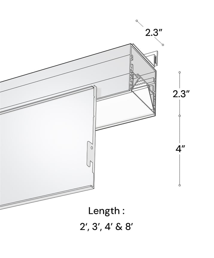 Alcon 15233-4 Linear Recessed LED Perimeter Light Shown in Black finish
