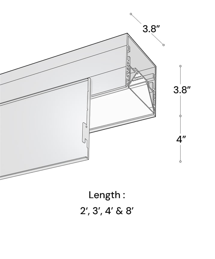 Alcon 15233-4 Linear Recessed LED Perimeter Light Shown in Black finish
