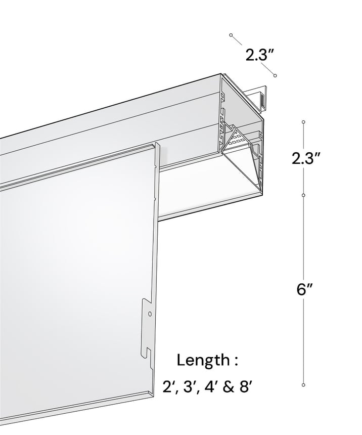 Alcon 15233-6 Linear Recessed LED Perimeter Light Shown in Black finish 