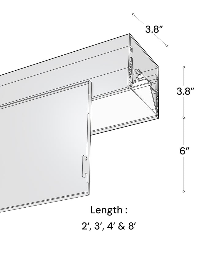 Alcon 15233-6 Linear Recessed LED Perimeter Light Shown in Black finish 