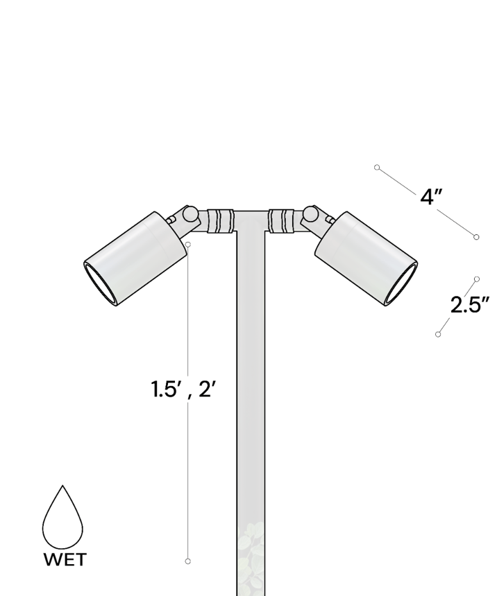 Alcon 9170-D elevated double-arm ground directional up light shown in a dark bronze finish.