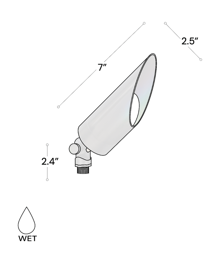 Alcon 9170-LS angled long ground directional up light shown in a dark bronze finish.