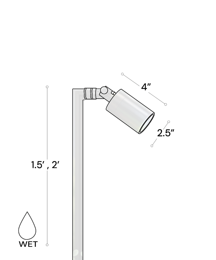 Alcon 9170-S elevated single-arm ground directional up light shown in a dark bronze finish.