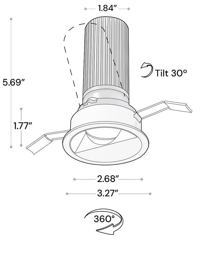 Alcon 14119-3ND-TFBK-WRB Recessed Adjustable Downlight Round Wall Wash shown with a round black trim and Black reflector finish