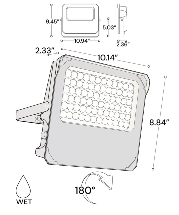 Alcon 11411-TR-MD Trunnion Mount LED Flood Light shown in a bronze finish.