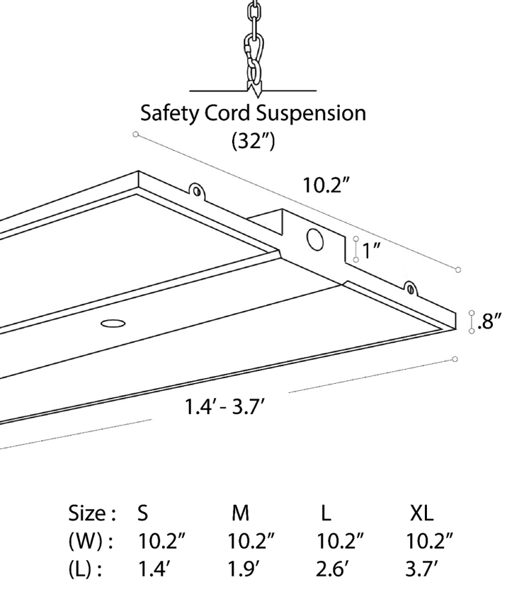Alcon 15223, suspended commercial pendant light shown in silver finish and with a split flush trimmed lens.