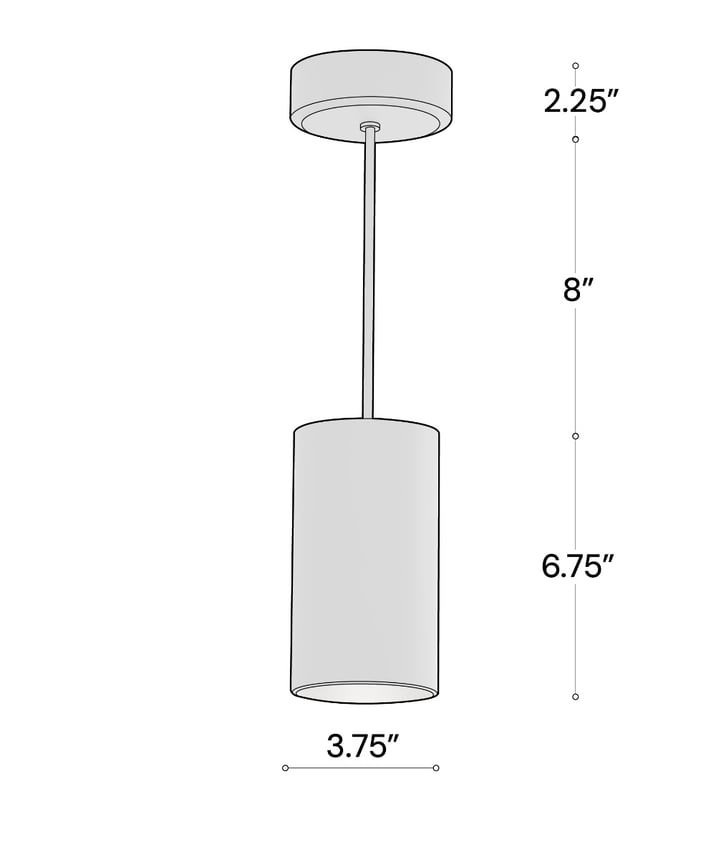 Alcon 12303-P Cylinder LED Pendant Light shown in a Black finish 