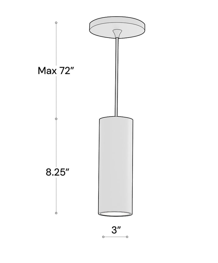 Alcon 12315-3 Architectural LED Cylinder Pendant Light shown in a Black finish