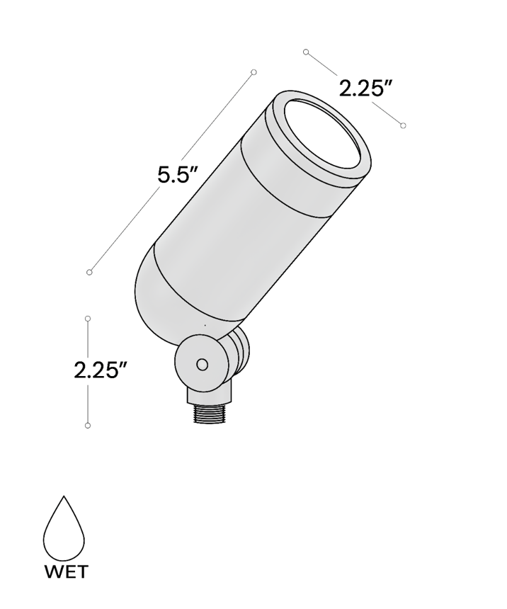 Alcon 9018 LED directional uplight shown in a black finish.
