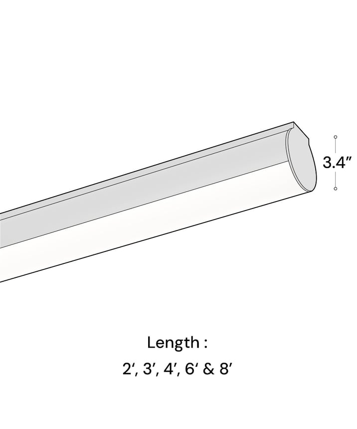 Alcon 12185-S Linear Tube LED Surface Light shown in a Black finish 