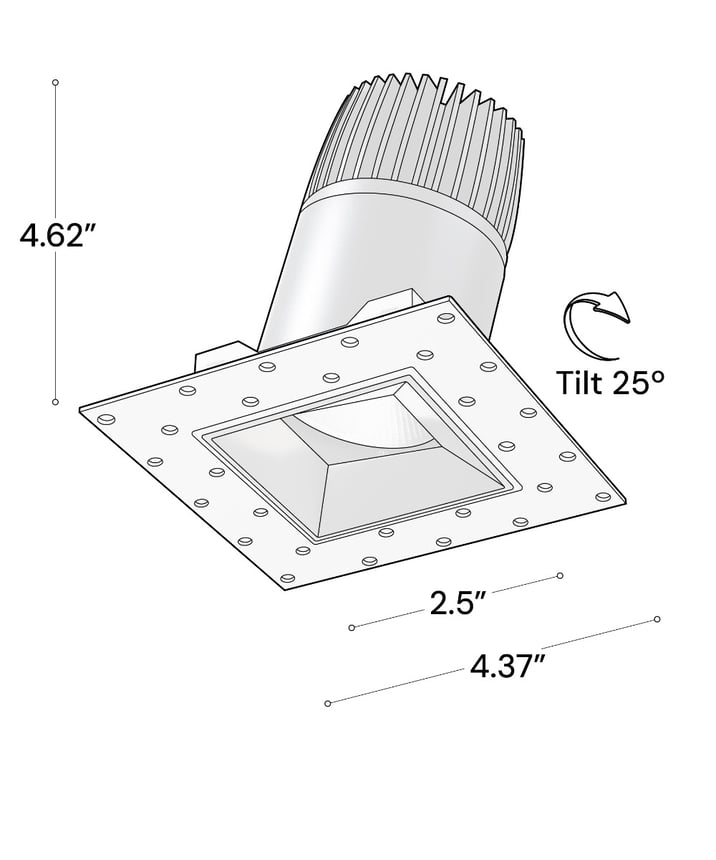 Alcon 14073-ADJ Trimless Adjustable Square Recessed LED Downlight shown in a Black finish