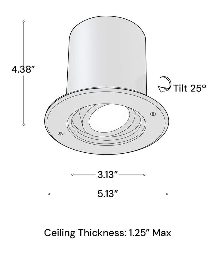 Alcon 14078-ADJ-4 Round Vandal Resistant Exterior Adjustable Can Light shown in a Black finish