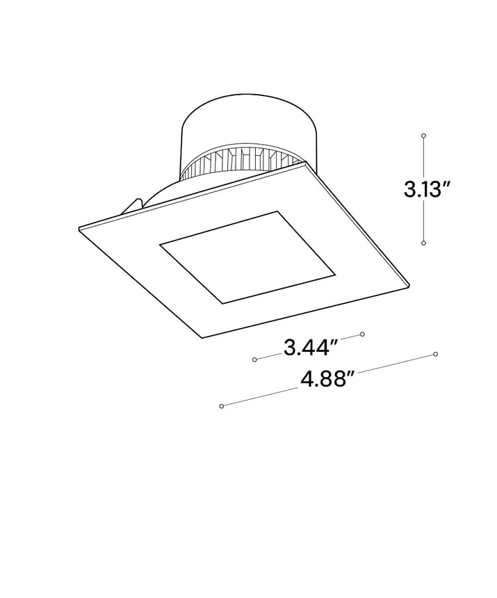 Alcon 14083 Architectural Square LED Can Light shown in a Chrome finish 