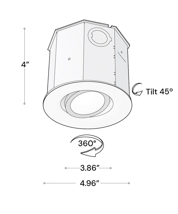 Alcon 14105-4-ADJ Round Adjustable LED Recessed Concrete Ceiling Light with Beveled Trim shown in a Black finish