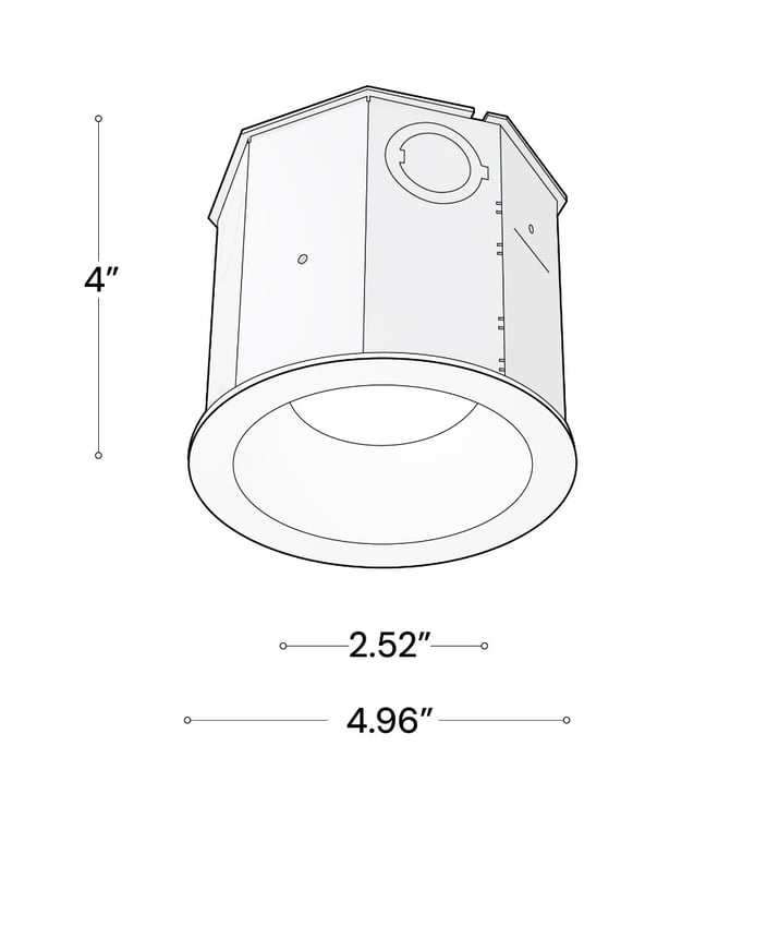 Alcon 14105-4-DIR Round LED Recessed Concrete Ceiling Light  with Beveled Trim shown in a White finish