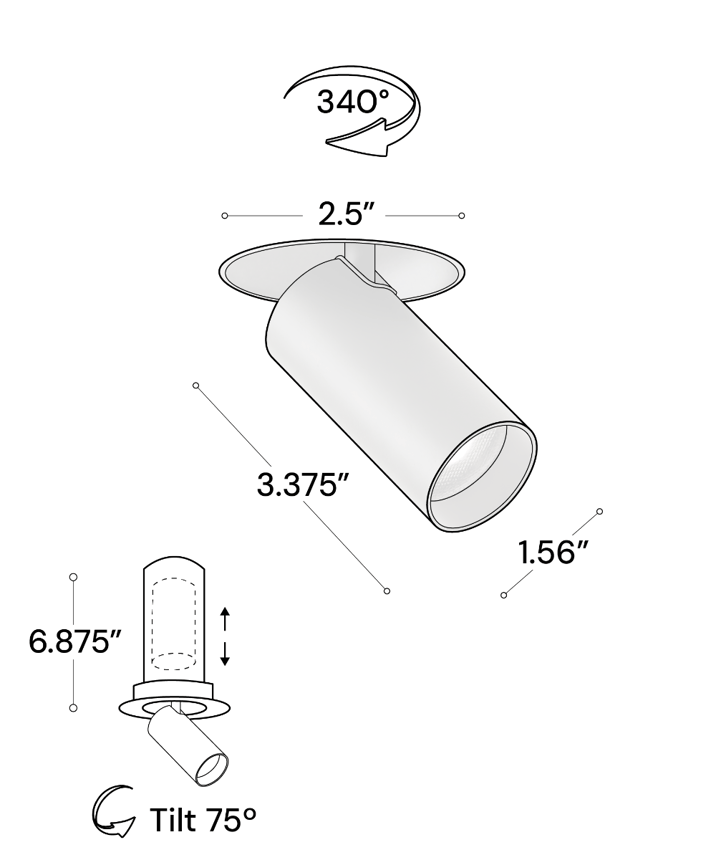 Alcon 14121-PL Recessed Pull Down Light shown in a Black finish 