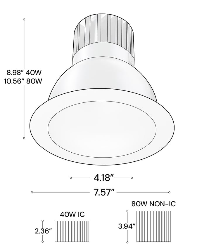 Alcon 14124-8 Round Recessed Deep Regressed Commercial Light shown in a White finish 