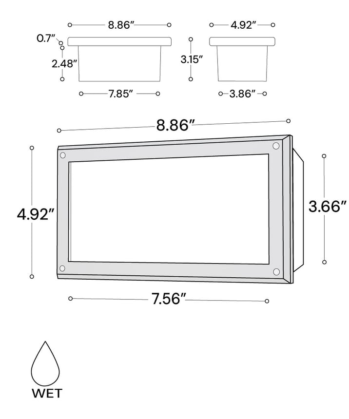 Alcon 9603 large rectangular LED step light showed in black finish