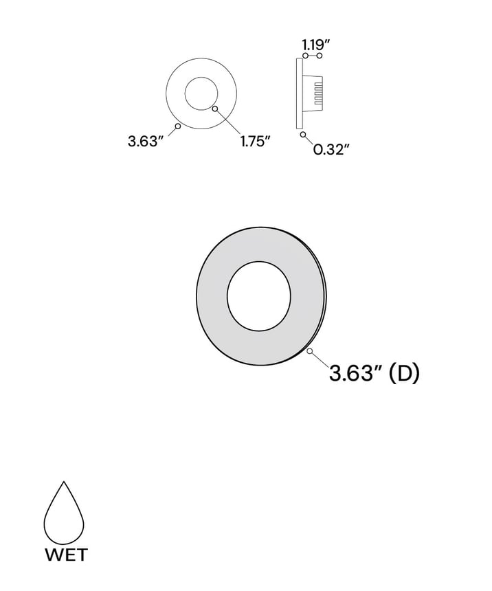 Round Translucent LED Open Lens Recessed Pathway and Step Light
