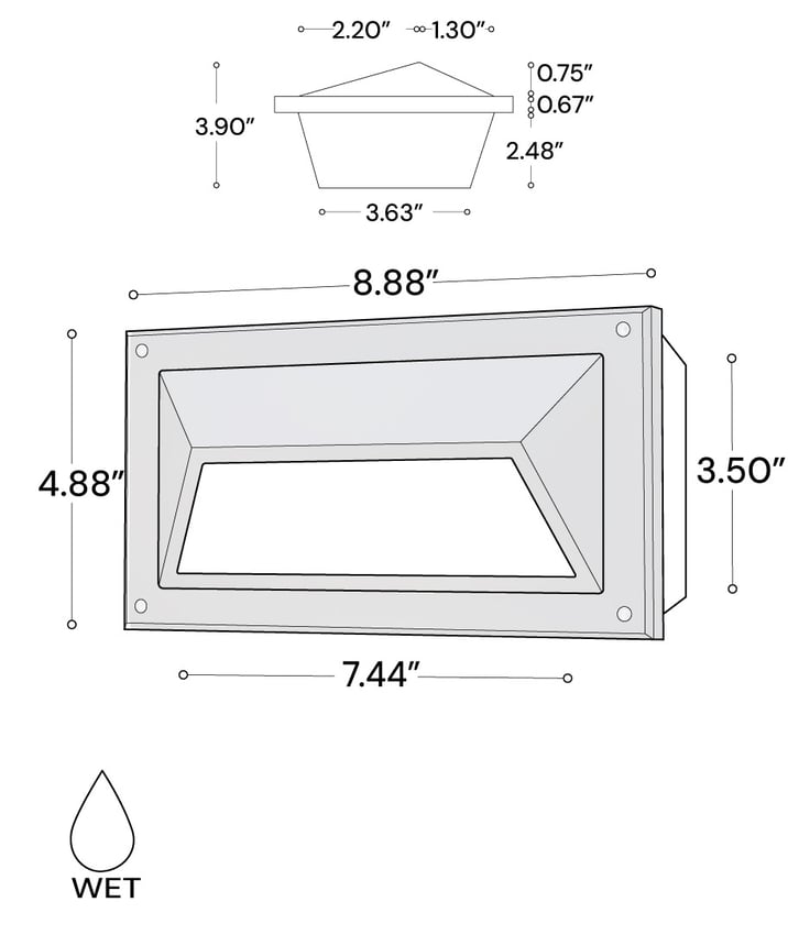 Alcon 9608 recessed angled LED step light showed in black finish