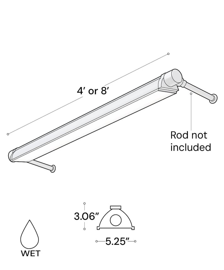 Alcon 31029 LED Exterior Linear Sign Light shown in a Silver finish