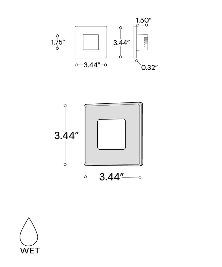 Alcon 9053 LED Square Step Light shown in a Black finish