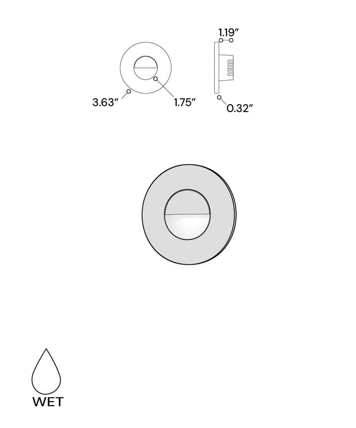 Alcon 9056 LED Half-Moon Step Light shown in a Black finish