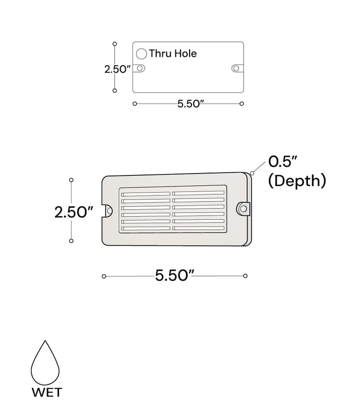 Alcon 9089 LED Step Light line drawing showed in cast brass