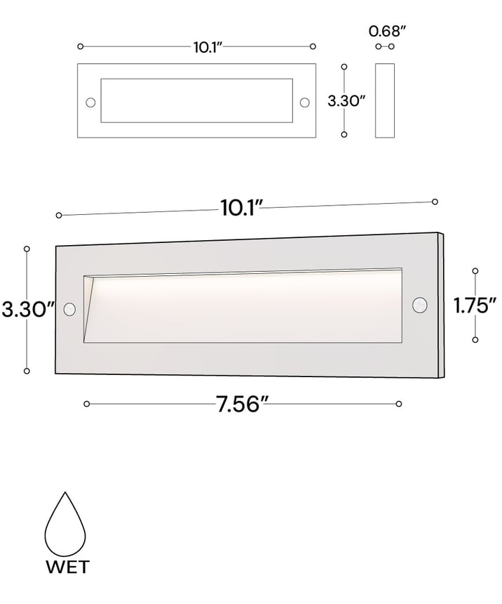 Alcon 9214 wide rectangular LED step light showed in natural bronze