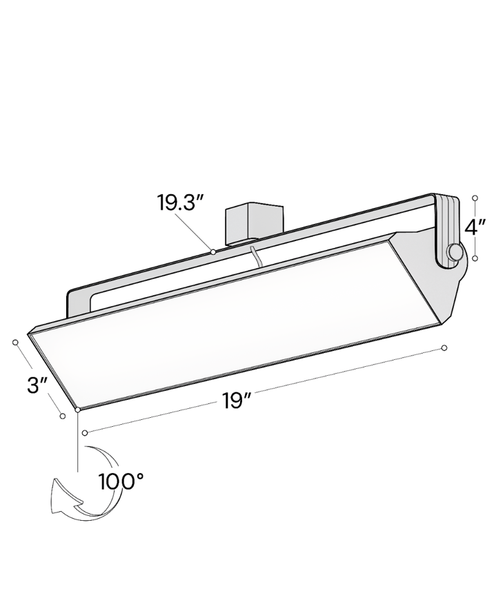 Alcon 13126-20 20-Inch Architectural LED Wall Wash Track Light shown in a Black finish.