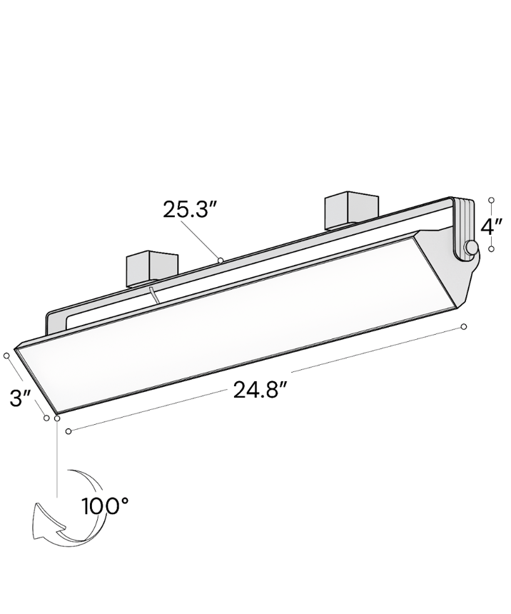 Alcon 13126-26 26-Inch Architectural LED Wall Wash Track Light shown in a Black finish.