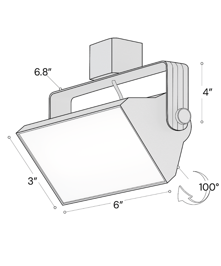 Alcon 13126-6 6-Inch Architectural LED Wall Wash Track Light shown in a Black finish.