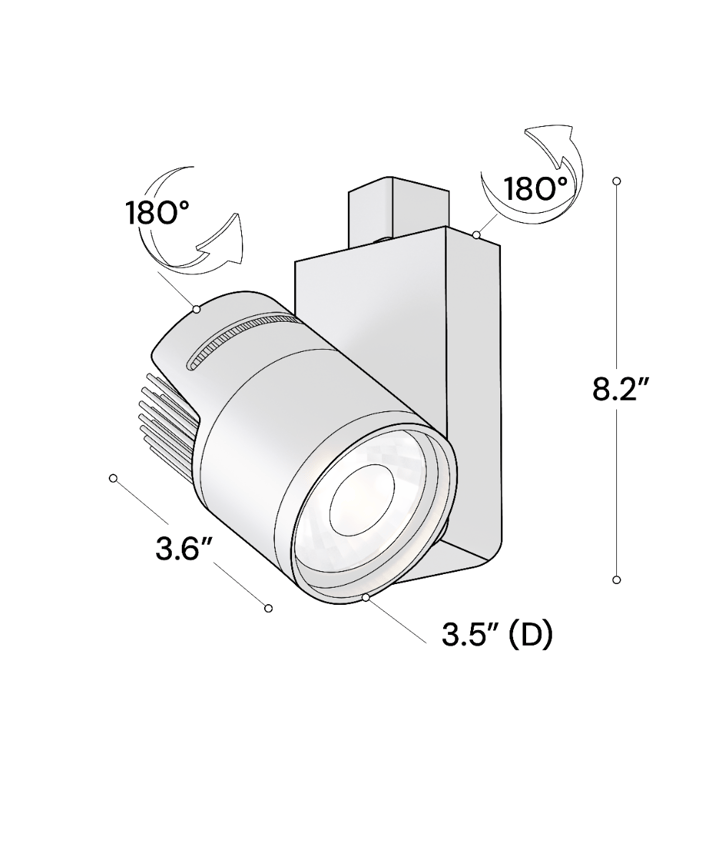 3.6-Inch Architectural LED Track Light Head