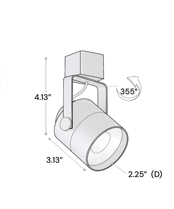 Alcon 13302 2-Inch LED Monopoint Track Light Head shown in a Black finish.