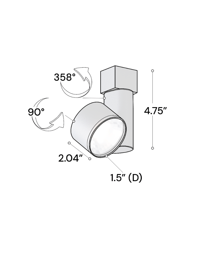 Alcon 13303-MI Multi-Sized Adjustable LED Track Light Head shown in a Black finish.