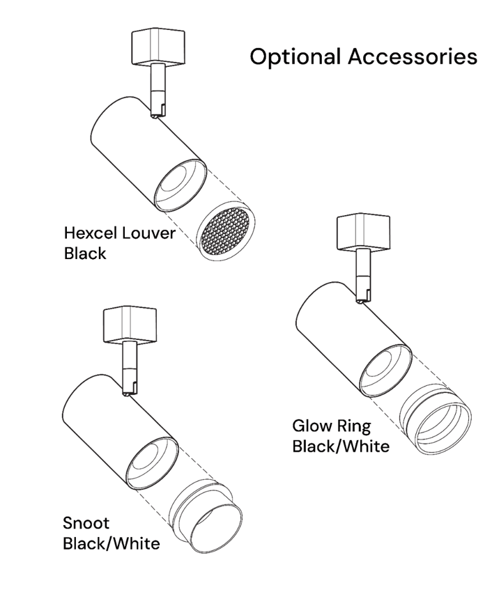 Alcon 14130-M 3-Inch Cylinder LED Track Light Head shown in a Black finish.