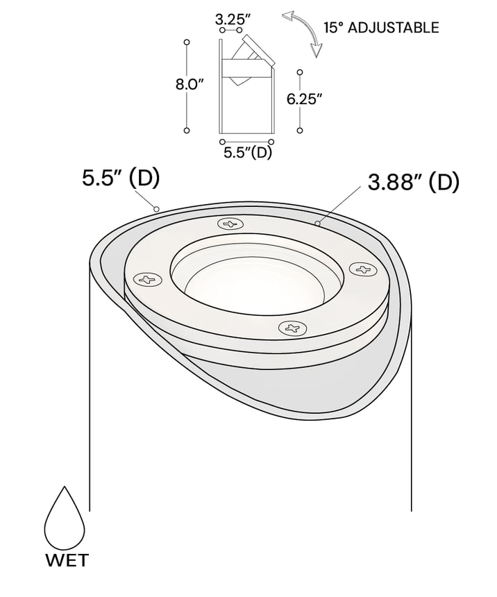 Alcon 9023 Low-Voltage 6-Inch Adjustable In-Ground LED Well Light shown in a aged bronze finish.