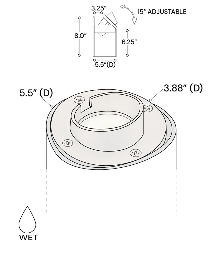 Alcon 9024 Low-Voltage 6-Inch Adjustable In-Ground LED Well Light shown in a aged bronze finish.