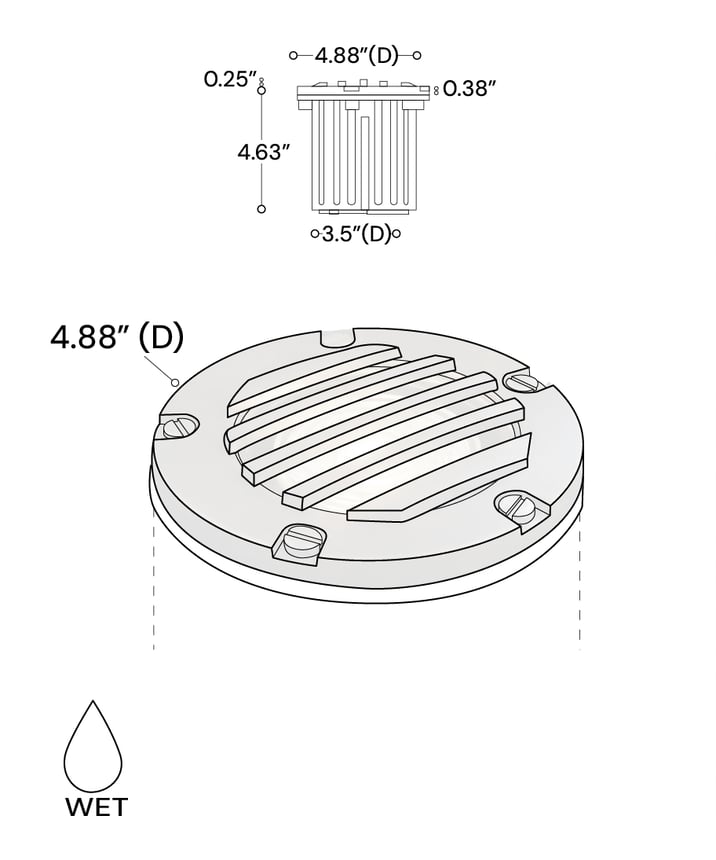 Alcon 9028 Low-Voltage 5-Inch Adjustable In-Ground LED Well Light shown in a gun metal finish.