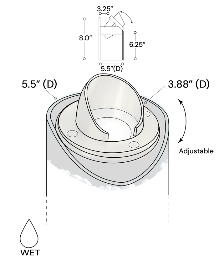 Alcon 9024 Low-Voltage 6-Inch Adjustable In-Ground LED Well Light shown in a aged bronze finish.