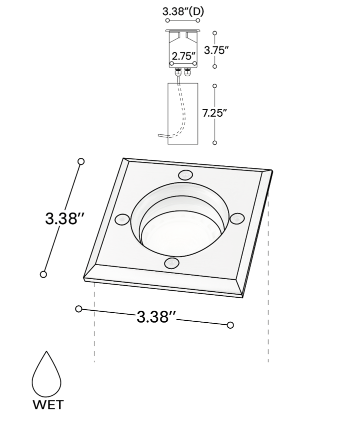 Alcon 9040 Low-Voltage 4-Inch In-Ground LED Well Light shown in a stainless steel finish.