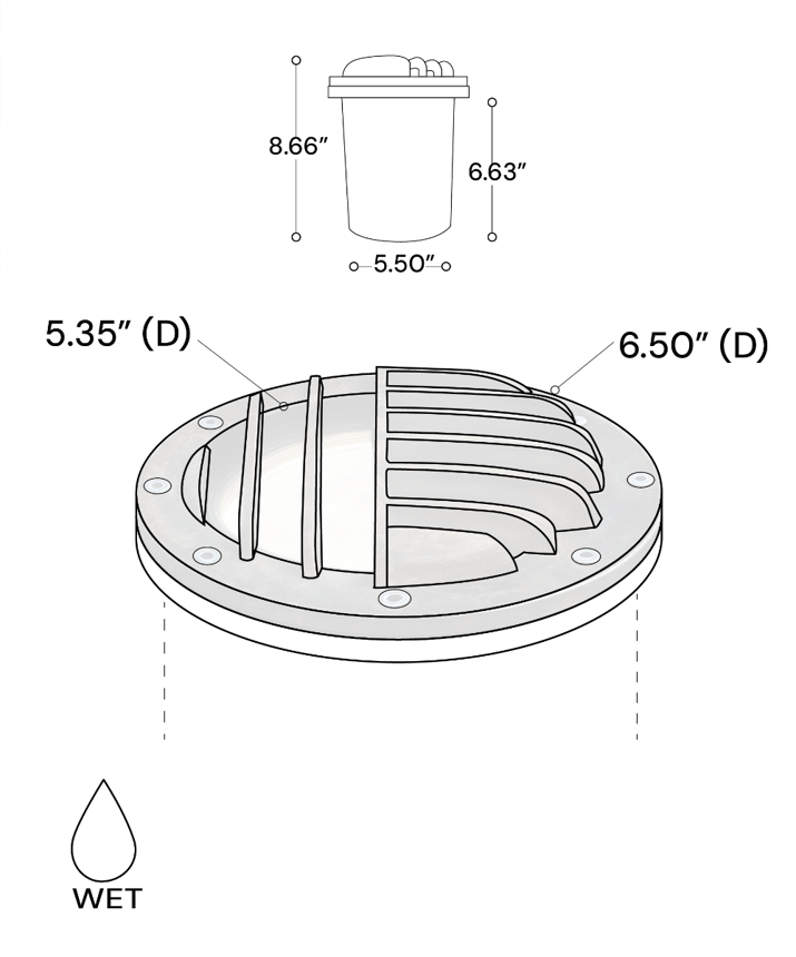 Alcon 9043 LED Well Light shown in a bronze finish 