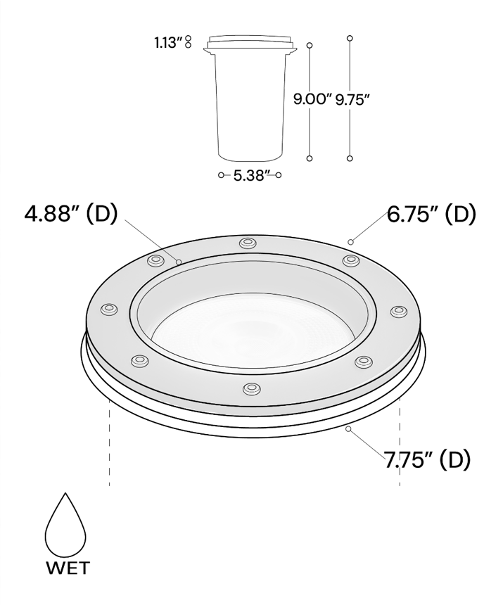 Alcon 9044 LED Well Light shown in a black finish