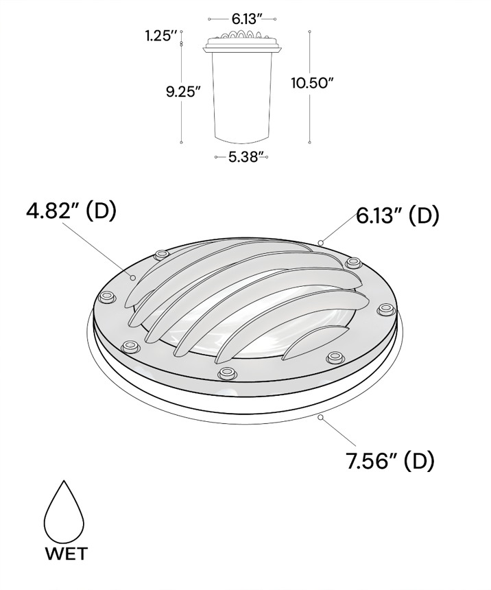 Alcon 9045 Turtle friendly LED Well Light shown in a black finish