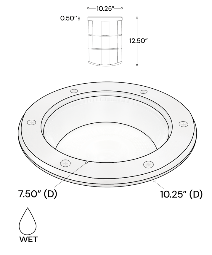 Alcon 9094 LED Well Light shown in a silver finish with turtle friendly light