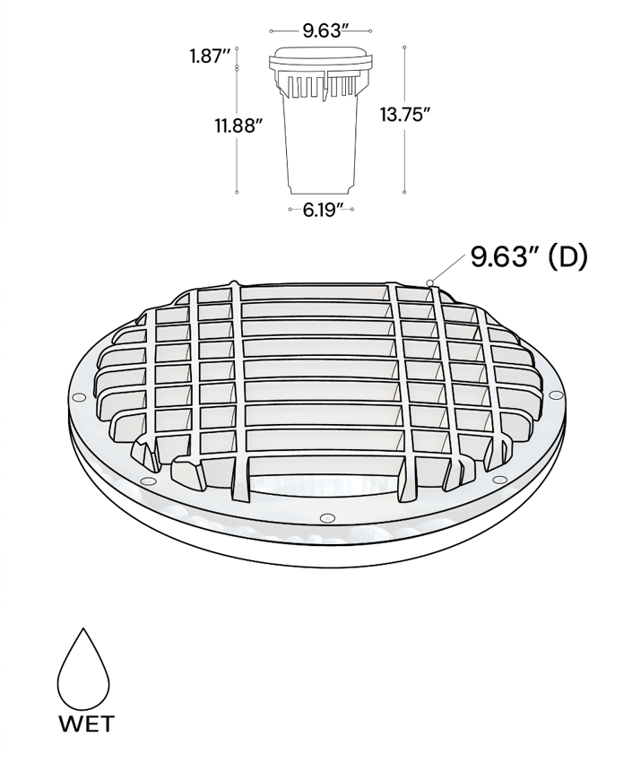 Alcon 9101 LED Well Light shown in a bronze finish with turtle friendly light